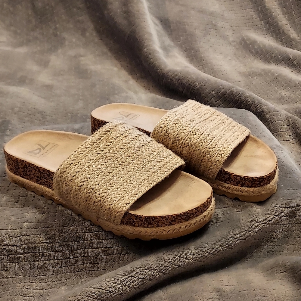 Dirty Laundry Women’s Dayton Jute Natural Espadrille Sandal Slides  Size 7 EUC